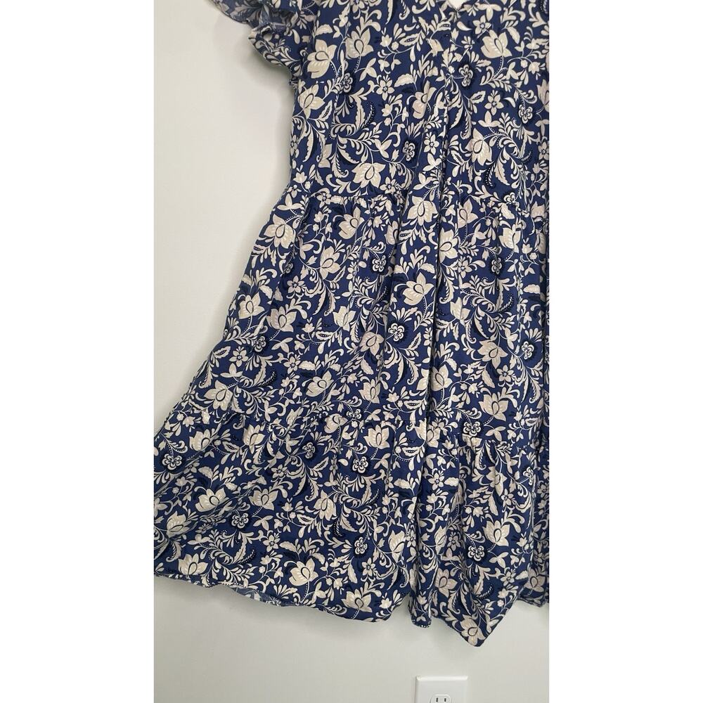 Old Navy Tiered Swing Dress Floral Ruffle Peasant Cottagecore Blue Womens XL - Picture 11 of 16